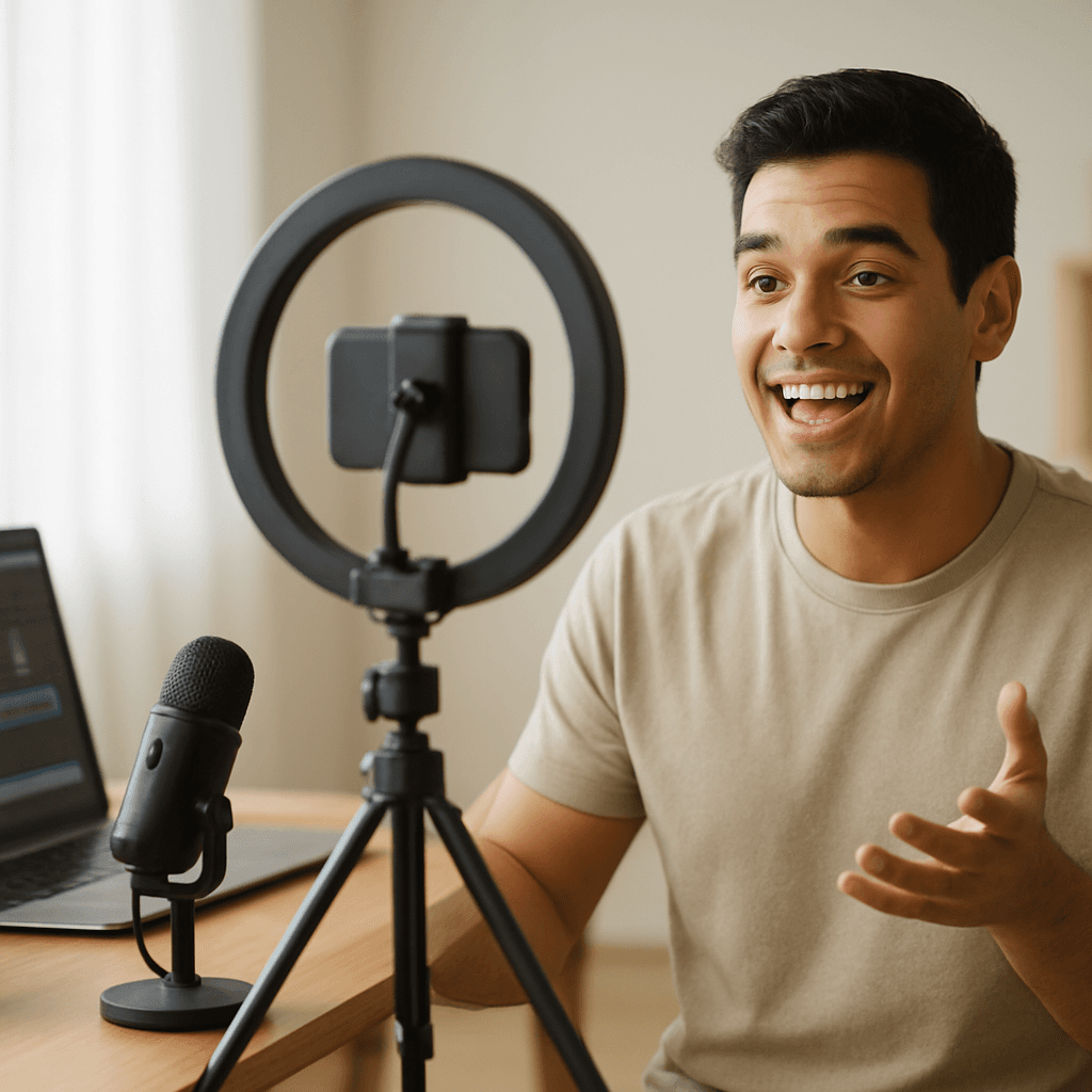 Creador de contenido grabando un video para una marca en Uruguay