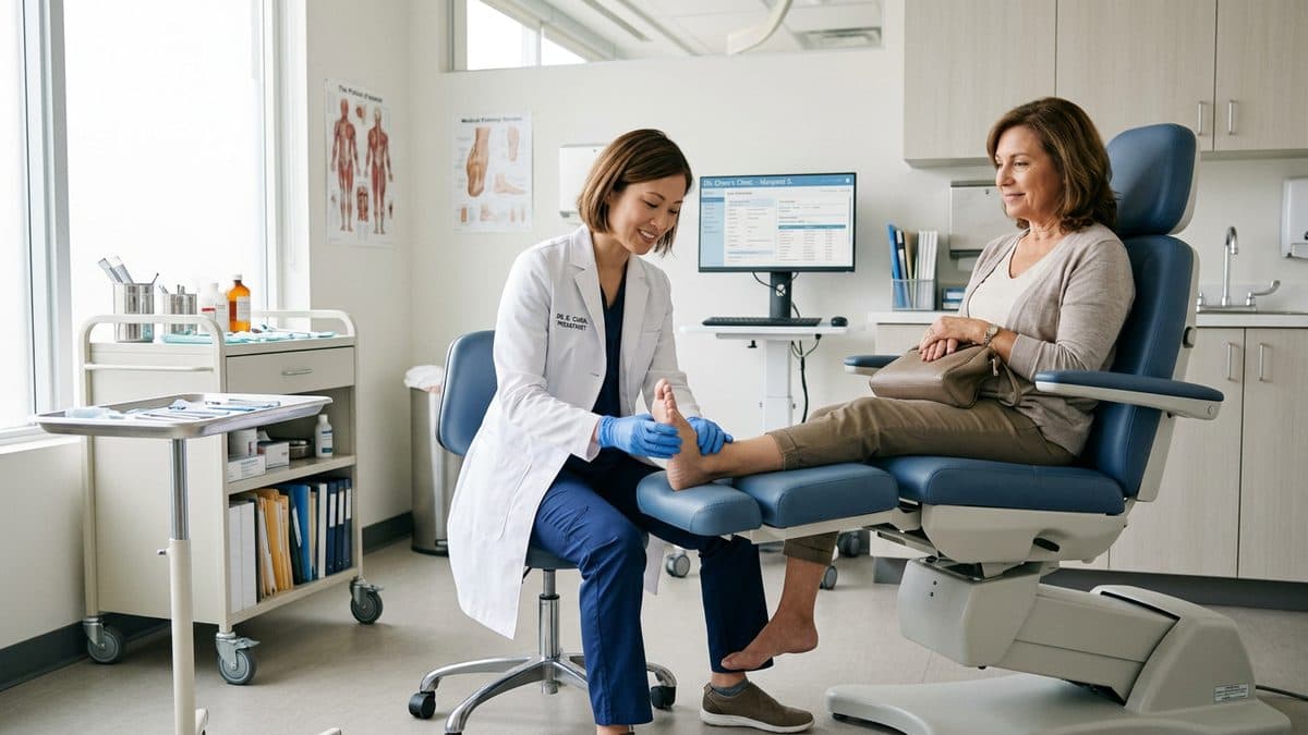 Profesional revisando los pies de una paciente