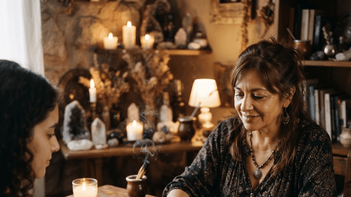 Tarotista realizando una lectura de cartas de tarot en Uruguay
