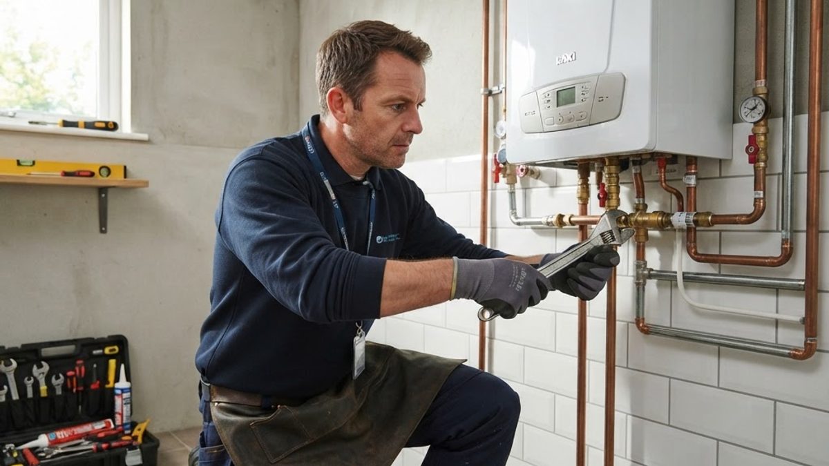 Gasista instalador habilitado revisando una instalación de gas en Uruguay